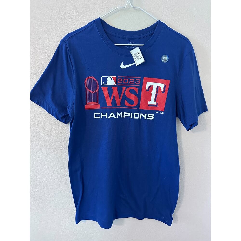 Texas Rangers Nike 2023 World Series Champions Trophy Lock Up T-Shirt - Royal S